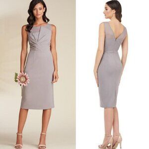 NWT Nordstrom JS Collection Silver‎ Grey Illusion Neckline Sheath Cocktail Dress